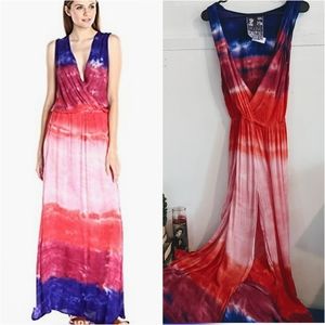 Colorful Ombre V-neck Maxi Dress XS - Young Fabulous & Broke